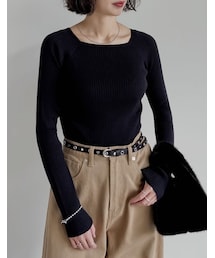 Re:EDIT（リエディ）の「スクエアネックリブニット - トップス通販 | 人気レディースファッション - Re:EDIT（リエディ）（その他・レディース）」