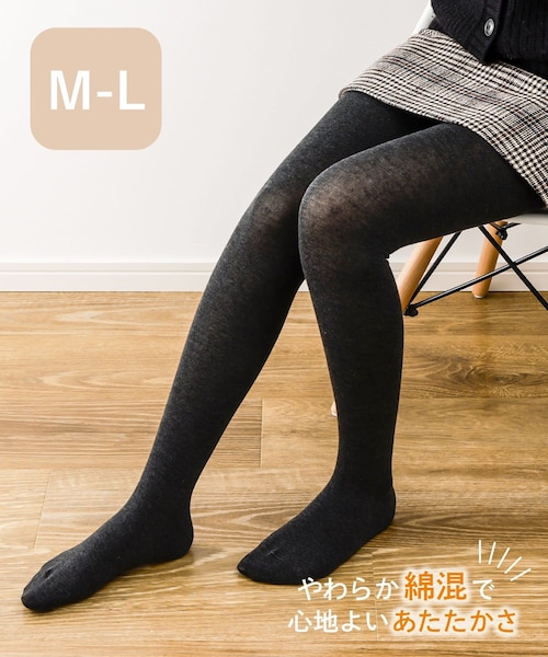 3coins（3coins）の「水光フェイク黒ストッキングタイツ：M