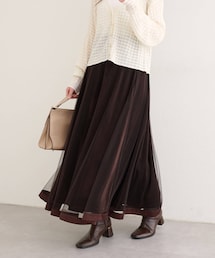 natural couture（ナチュラルクチュール）の「【WEB限定】サテンパイピングチュールスカート（スカート）」