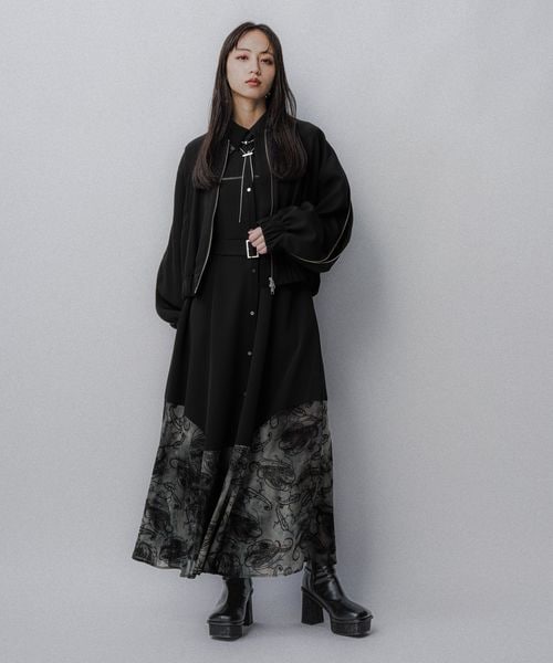 HARE アソートキリカエダブルカラーワンピース ブラック×フロッキー HARE（ハレ）の「アソートキリカエダブルカラーワンピース（）」 - WEAR