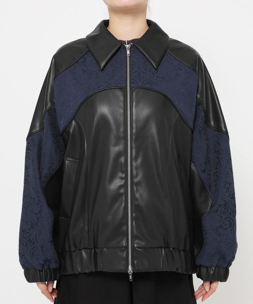 HARE（ハレ）の「フェイクレザージャガードミドルブルゾン（）」 - WEAR