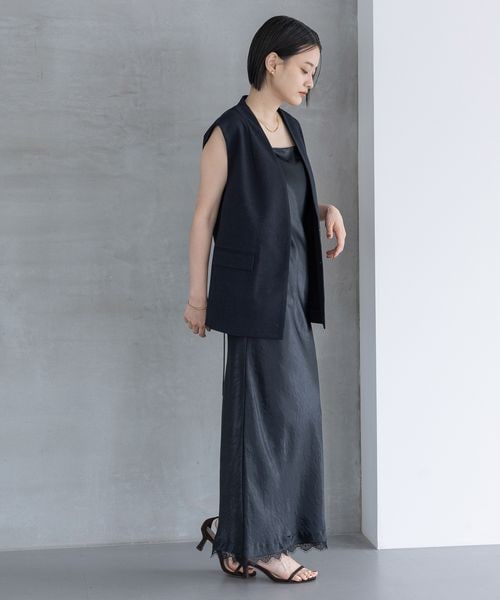 A part by(アパートバイ)の「カトリーヌサテンキャミワンピース(ワンピース/ドレス・レディース・アイボリー 08/ボルドー 38/ネイビー 88・FREE)」の10枚目の写真