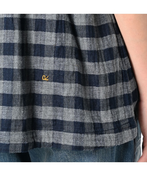45R（フォーティファイブアール）の「ふわふわ二重織のシャーリングブラウス（インディゴ）（その他・レディース・75-タータンチェック/91-ギンガム・00-フリー）」の12枚目の写真