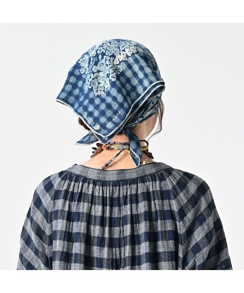 45R（フォーティファイブアール）の「ふわふわ二重織のシャーリングブラウス（インディゴ）（その他・レディース・75-タータンチェック/91-ギンガム・00-フリー）」の11枚目の写真