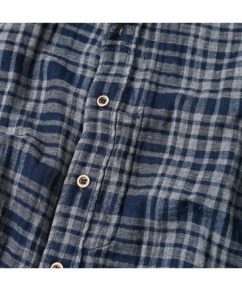45R（フォーティファイブアール）の「ふわふわ二重織の908ローファーシャツ（インディゴ）（その他・レディース・75-タータンチェック・02-S/03-M/04-L）」の16枚目の写真