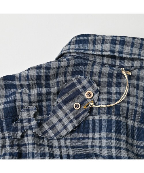 45R（フォーティファイブアール）の「ふわふわ二重織の908ローファーシャツ（インディゴ）（その他・レディース・75-タータンチェック・02-S/03-M/04-L）」の20枚目の写真