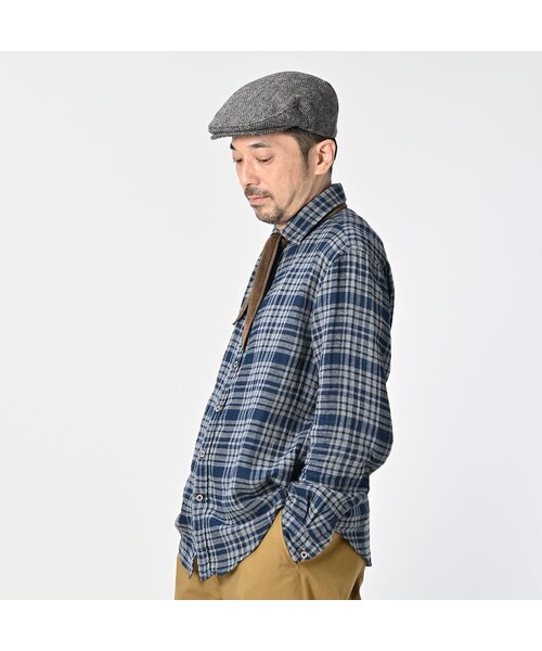 45R（フォーティファイブアール）の「ふわふわ二重織の908ローファーシャツ（インディゴ）（その他・レディース・75-タータンチェック・02-S/03-M/04-L）」の9枚目の写真