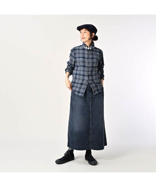 45R（フォーティファイブアール）の「ふわふわ二重織の908ローファーシャツ（インディゴ）（その他・レディース・75-タータンチェック・02-S/03-M/04-L）」の3枚目の写真