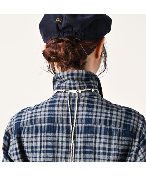 45R（フォーティファイブアール）の「ふわふわ二重織の908ローファーシャツ（インディゴ）（その他・レディース・75-タータンチェック・02-S/03-M/04-L）」の12枚目の写真