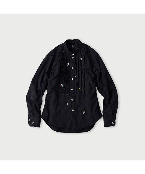 45R（フォーティファイブアール）の「ダンプ小花刺繍のピンタックプティローファーシャツ（再び）（その他・レディース・02-シロ/12-ベージュ/62-カーキ/75-ネイビー・02-M/03-L）」の4枚目の写真