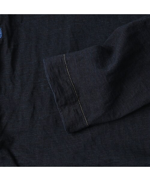 アネモネ刺繍の四角Tシャツ（再び・インディゴ）