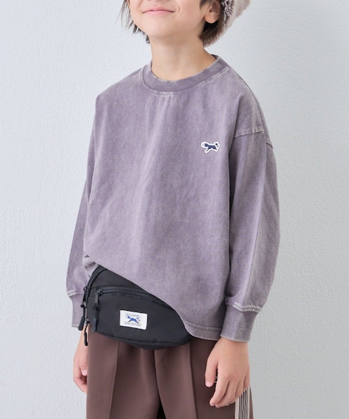 CIAOPANIC TYPY（チャオパニックティピー）の「【KIDS】【FOX×TYPY】ピグメント加工ワンポイントロンTEE（Tシャツ/カットソー・キッズ・グリーン/レッド/チャコールグレー/ベージュ/ブルー・130/110/150）」の2枚目の写真