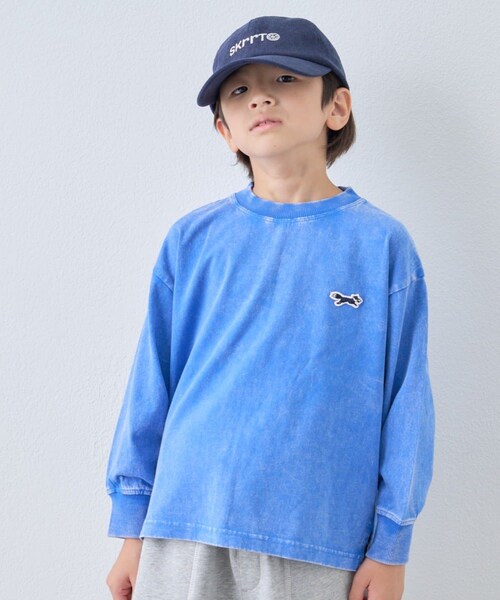CIAOPANIC TYPY（チャオパニックティピー）の「【KIDS】【FOX×TYPY】ピグメント加工ワンポイントロンTEE（Tシャツ/カットソー・キッズ・グリーン/レッド/チャコールグレー/ベージュ/ブルー・130/110/150）」の4枚目の写真