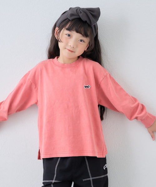 CIAOPANIC TYPY（チャオパニックティピー）の「【KIDS】【FOX×TYPY】ピグメント加工ワンポイントロンTEE（Tシャツ/カットソー・キッズ・グリーン/レッド/チャコールグレー/ベージュ/ブルー・130/110/150）」の5枚目の写真