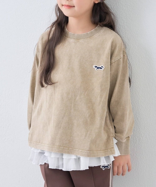 CIAOPANIC TYPY（チャオパニックティピー）の「【KIDS】【FOX×TYPY】ピグメント加工ワンポイントロンTEE（Tシャツ/カットソー・キッズ・グリーン/レッド/チャコールグレー/ベージュ/ブルー・130/110/150）」の3枚目の写真