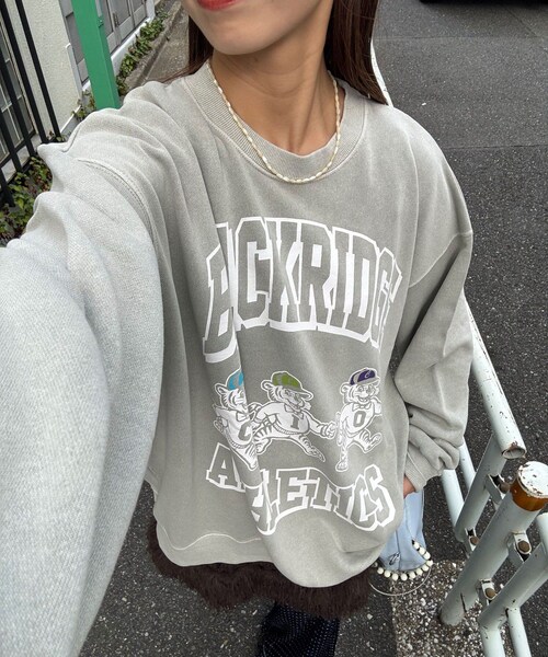CIAOPANIC（チャオパニック）の「アソートプリントピグメントスウェット（Tシャツ/カットソー・レディース・ダークグレー/シルバー/サックスブルー/マスタード/ブラック/ネイビー/ブルー/チャコールグレー/イエロー/グレー/レモンイエロー/ブラックその他1・F）」の12枚目の写真