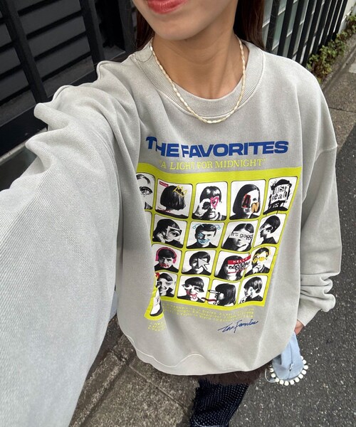 CIAOPANIC（チャオパニック）の「アソートプリントピグメントスウェット（Tシャツ/カットソー・レディース・ダークグレー/シルバー/サックスブルー/マスタード/ブラック/ネイビー/ブルー/チャコールグレー/イエロー/グレー/レモンイエロー/ブラックその他1・F）」の5枚目の写真
