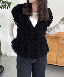 CAPRICIEUX LE'MAGE（カプリシューレマージュ）の「【ロングシーズン着用可能】ブークレフリンジトップス（Tシャツ/カットソー・レディース）」