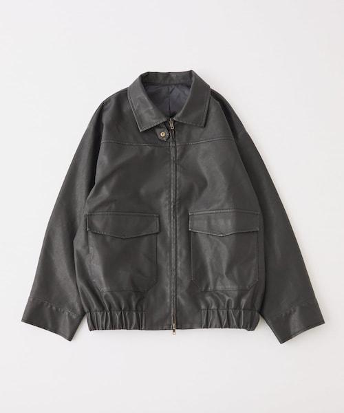 one after another NICE CLAUP(ワンアフターアナザーナイスクラップ)の「ミドルエコレザージャケット(ライダースジャケット・レディース・ブラック/ブラウン/ベージュ・FREE)」の1枚目の写真