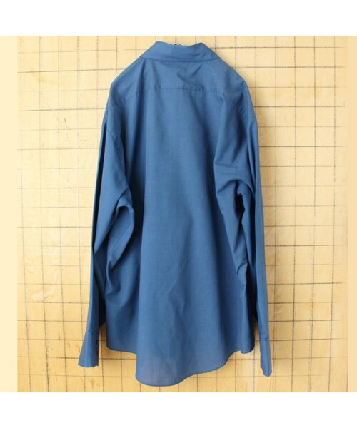 --(--)の「70s 80s USA Kmart 長袖 ライトフランネルシャツ ネイビー メンズXL アメリカ古着(シャツ/ブラウス・レディース・ブルー・XL)」の3枚目の写真