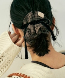 Crisp | ベロアリボンチェックシュシュ[c3R3704](シュシュ)