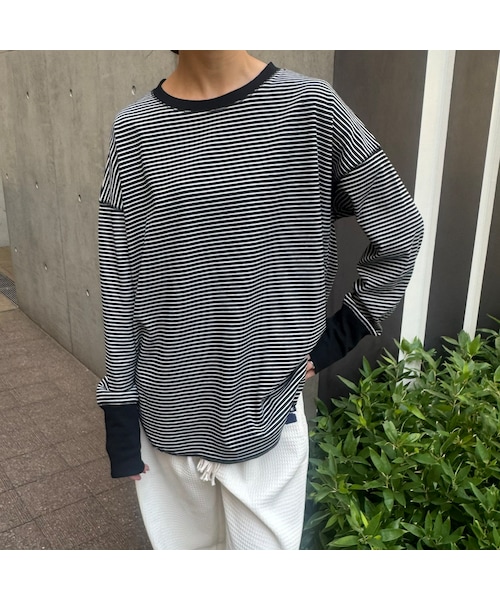 copine(コピン)の「袖リブボーダープルオーバー(ブラック)(Tシャツ/カットソー・レディース・ブラック・ワンサイズ)」の1枚目の写真