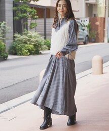 《主役級アイテム◎》ストライプマーメイドシャツワンピース