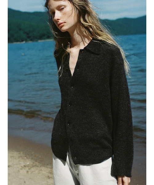 lidnm ALPACA KNIT SHIRT CARDIGAN Lサイズ LIDNM（リドム）の「Alpaca Knit Shirt Cardigan（カーディガン
