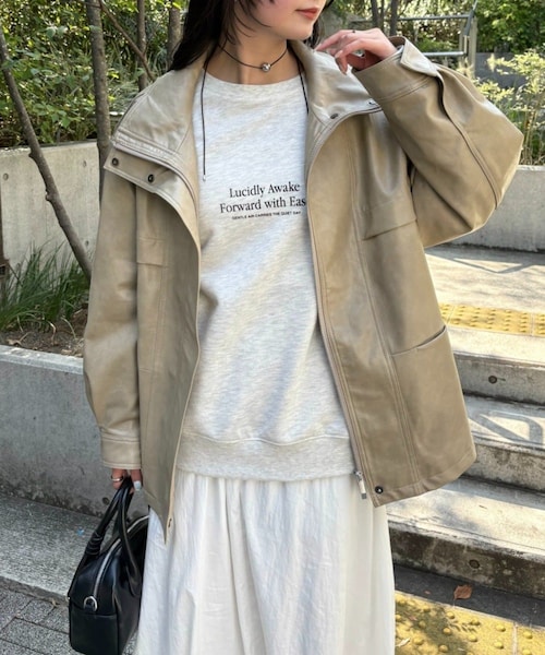 ドロストフェイクレザーブルゾン
