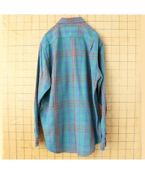 --(--)の「90s USA OAKTON 長袖フランネルチェックシャツ メンズL グリーン アメリカ古着(シャツ/ブラウス・レディース・グリーン・L)」の3枚目の写真