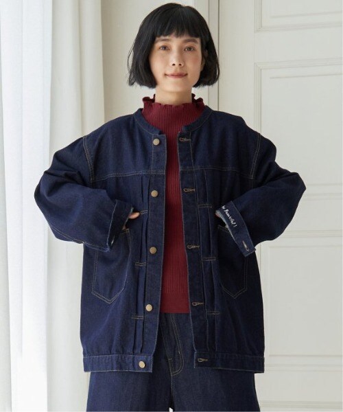 LBC(エルビーシー)の「【選べるセットアップ】LBCデニムノーカラージャケット(デニムジャケット・レディース・ブラック/ネイビー・L/M/LL/XXL)」の2枚目の写真