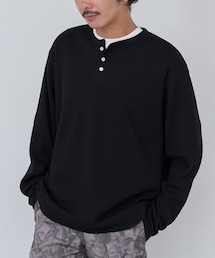 Kastane（カスタネ）の「【S.Mサイズ展開/4色展開/ユニセックス】BM ワッフルラウンドヘンリー（Tシャツ/カットソー・レディース）」