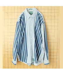 -- | USA BAXTER ストライプボタンダウンシャツ ブルー メンズL 長袖 アメリカ古着(シャツ/ブラウス)