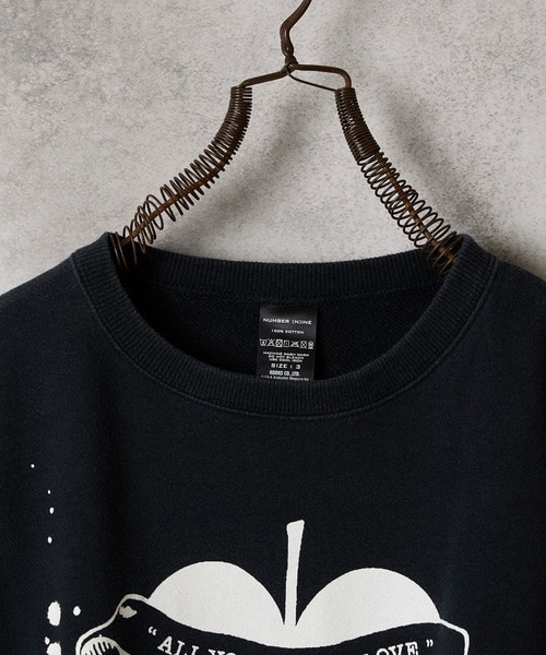 HAND PAINTED VINTAGE WASH NUMBER (9)INE APPLE SWEATSHIRT /ハンドペイント ヴィンテージウォッシュ ナンバーナイン アップルモチーフ スウェットシャツ