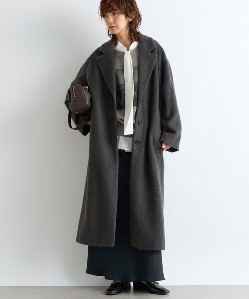 RIVE DROITE（リヴドロワ）の「予約【柔らかな質感】シャギーロングチェスターコート（チェスターコート・レディース・ベージュ/ブラウン・F）」の2枚目の写真