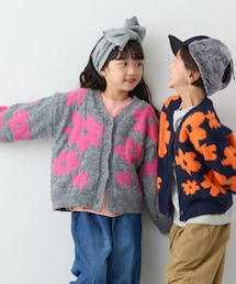CIAOPANIC TYPY（チャオパニックティピー）の「【KIDS】【ジュニアサイズあり】総柄フラワーニットカーデ（ニット/セーター・キッズ）」