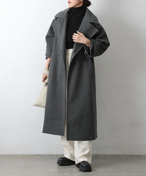 COLONY 2139（コロニートゥーワンスリーナイン）の「テックウールラグランスリーブロングコート（チェスターコート・レディース・ブラック/グレー/ベージュ・M/S）」の2枚目の写真
