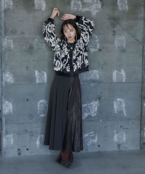 【未使用】HARE　アシメジャガードプリーツスカート SETUP対応】アシメジャガードプリーツスカート(HARE)（スカート