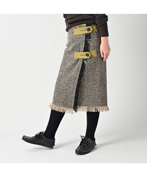 ★45Ｒ★ドネガルツイードのラップスカート　新品未使用 ☆45R☆ドネガルツイードのラップスカート 新品未使用 uncrave