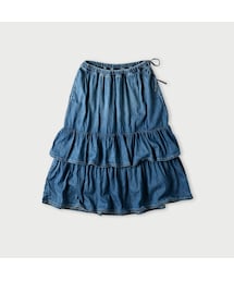 ライ麦デニムのシャルロットパッチワークスカート（淡） 45R（フォーティファイブアール）の「ライ麦デニムの