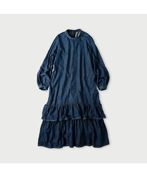 美品⭐︎45R 45プチデニムのティアードフリルドレス 45プチデニムのティアードフリルドレス（加工） 【公式通販】