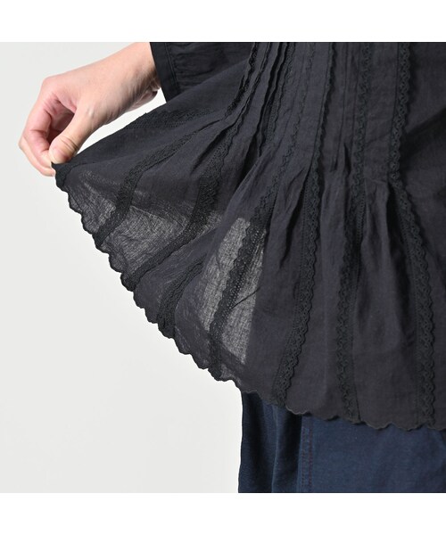 45R（フォーティファイブアール）の「インドカディのタックレースブラウス（その他・レディース・92-クロ・02-M/03-L）」の9枚目の写真