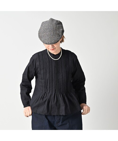 45R（フォーティファイブアール）の「インドカディのタックレースブラウス（その他・レディース・92-クロ・02-M/03-L）」の4枚目の写真