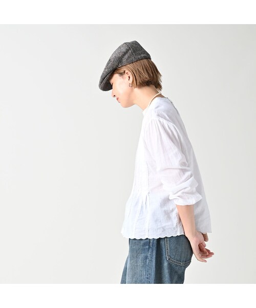 45R（フォーティファイブアール）の「インドカディのタックレースブラウス（その他・レディース・02-シロ・02-M/03-L）」の5枚目の写真