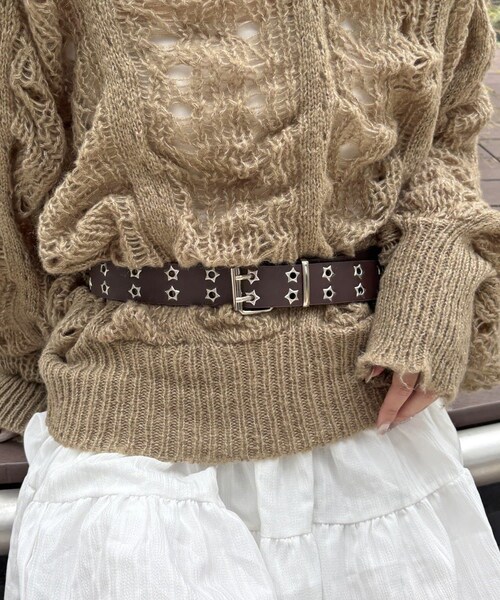 Lattice（Lattice）の「スタースタッズベルト（ベルト・レディース・ブラウン/ブラック・FREE）」の2枚目の写真