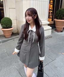 one after another NICE CLAUP | 【おみゆ企画】バックレースアップシャツワンピース(ワンピース)