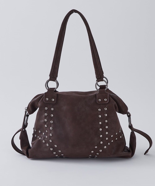 WHO'S WHO gallery(フーズフーギャラリー)の「【WEB限定】スタッズショルダーバッグ(ショルダーバッグ・レディース・ブラウン/ダークブラウン/アイボリー・F)」の3枚目の写真