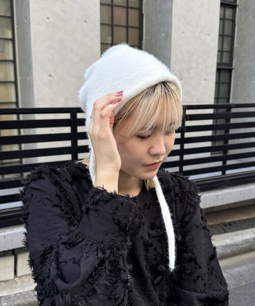 Lattice（Lattice）の「シャギーフーディーハット（ハット・レディース・ブラック/ホワイト・FREE）」の2枚目の写真