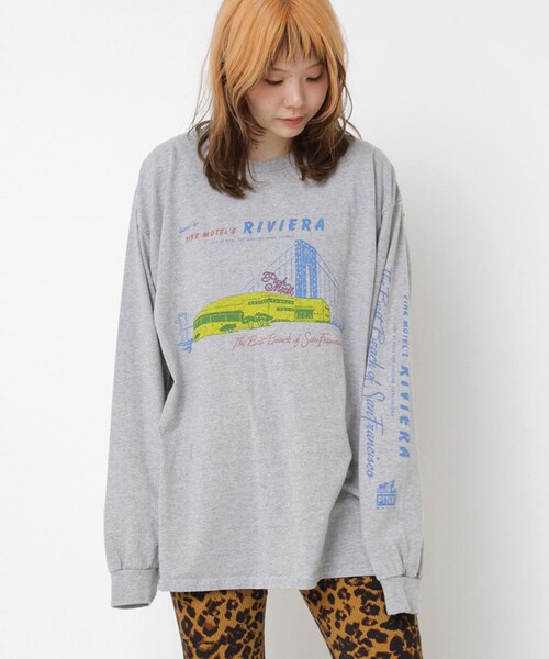 RNA（アールエヌエー）の「M2559 PINK MOTELリビエラプリントロンT（トップス・レディース・ホワイト/杢グレー/ピンク）」の14枚目の写真