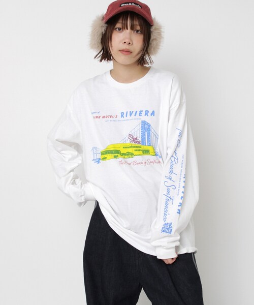 RNA（アールエヌエー）の「M2559 PINK MOTELリビエラプリントロンT（トップス・レディース・ホワイト/杢グレー/ピンク）」の11枚目の写真